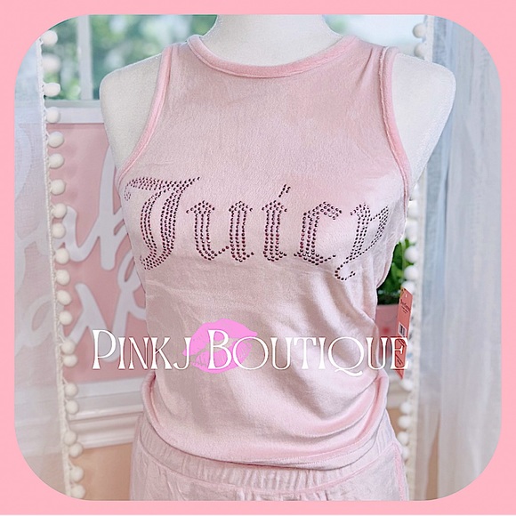 Juicy Couture Other - 💗💋2pc {Juicy Couture} Beautiful Blush Pink Velour Bling Tank+Shorts | PJ Set!